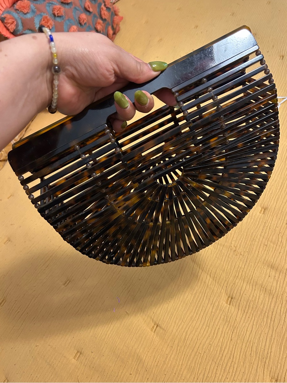 Semi-Circle Tortoiseshell Acrylic Top-Handle Bag